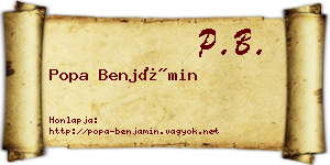 Popa Benjámin névjegykártya